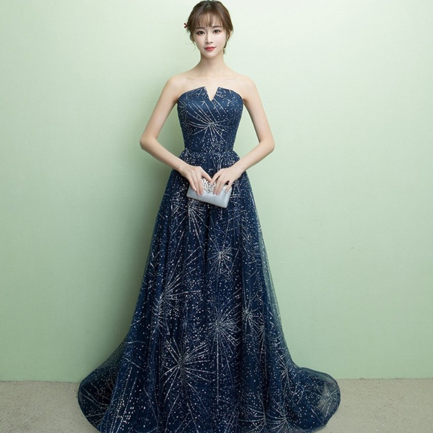 strapless evening gown