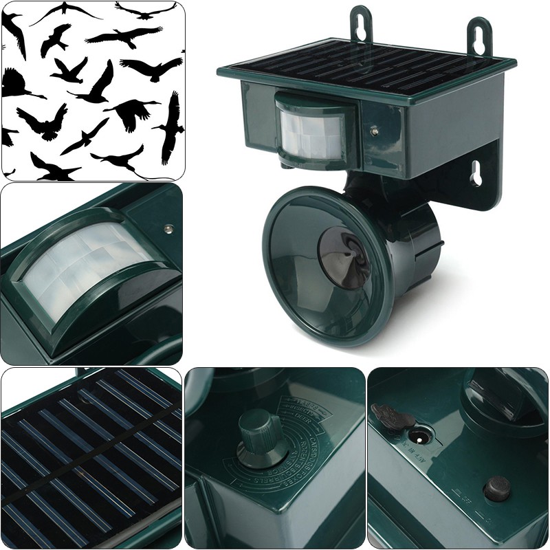 PIR Motion Sensor Solar Ultrasonic Bird Repeller Pest Bat Bird Scarer