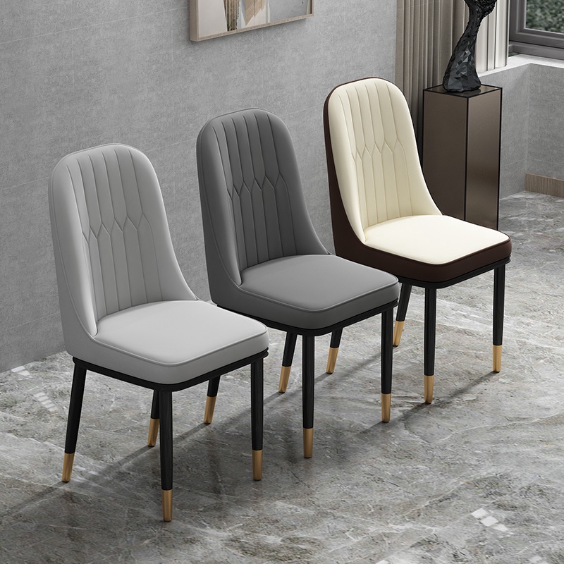 Nordic Luxury Dining Chair Waterproof Easy To Clean Chair Modern Backrest Stool Ins Iron Pu Leather Dining Chair Shopee Singapore