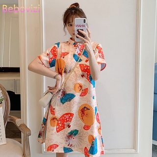 Image of Plus Size M-4XL Fashion Trend Modern Party Cheongsam Dress for Women Summer Loose Short Sleeve Qipao Traditional Chinese Clothes