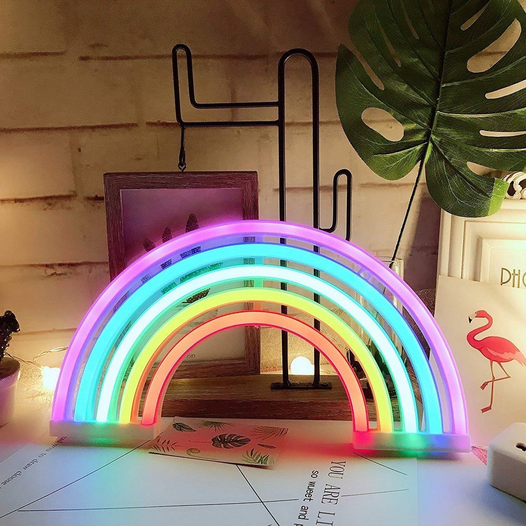 Rainbow Neon Sign Led Light Wall Decor Lamps For Girls Bedroom