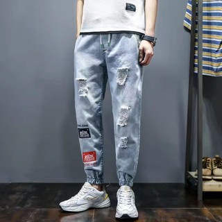Jeans Male Plus Mast Yards Beam Feet Trend Embroidery Stitching Casual Shopee Singapore