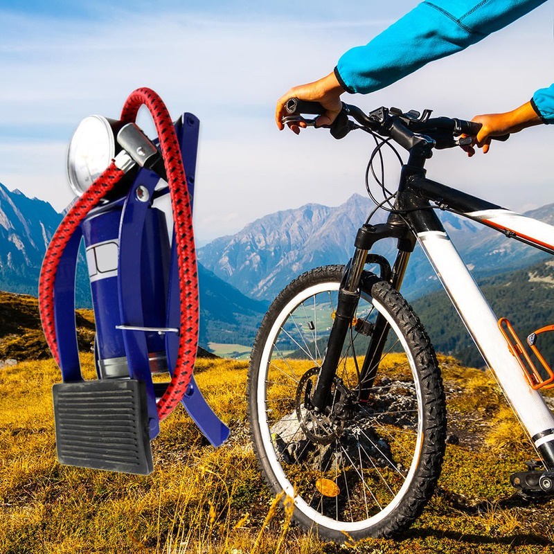 Portable Mini Bicycle Pedal Air Pump With Tire Pressure Gauge Car Mountain Bike High Steel Anti-Slip For Foot