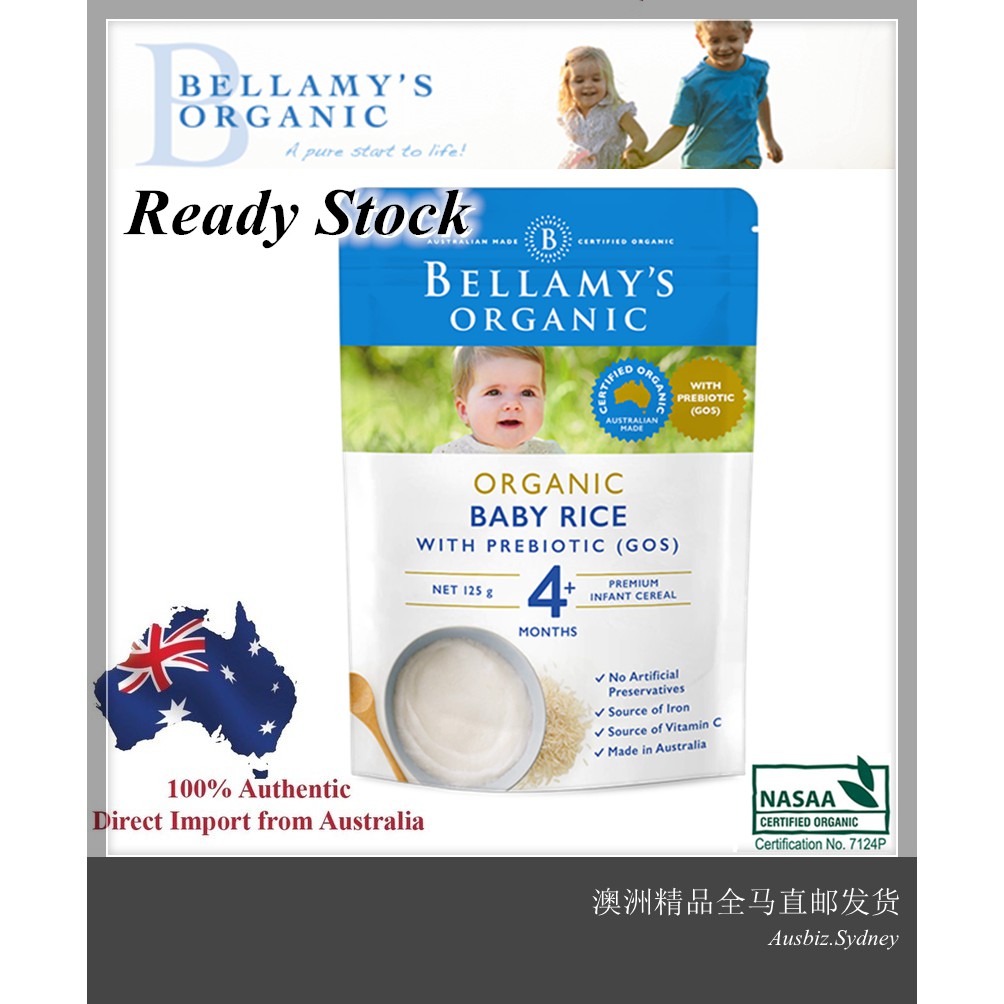 Clear Stock Exp 31 12 21 Bellamy S Organic Baby Rice With Prebiotic 4 Months 125g Made In Australia Shopee Singapore