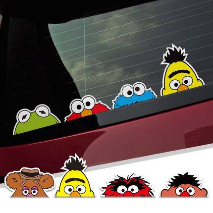 【Ready Stock!!】Cartoon Elmo Sesame Cute Car Sticker Auto Decal Vinyl Reflective Rear Windshield Tuning Car-Styling