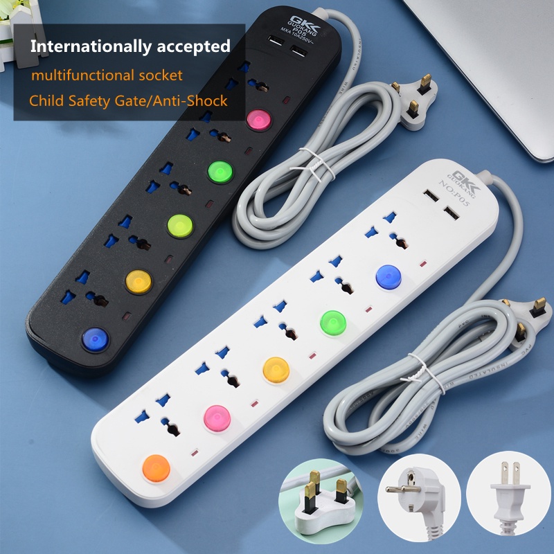 Multifunctional power socket with usb charging power extension cord