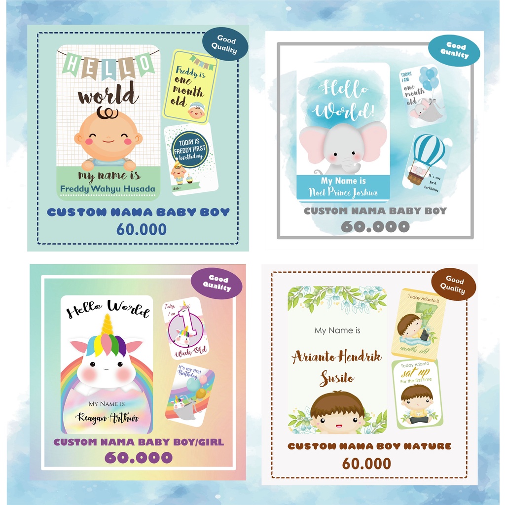 Many Thema Custom Name Baby Boy Unicorn Milestone Card 1 Days Shopee Singapore