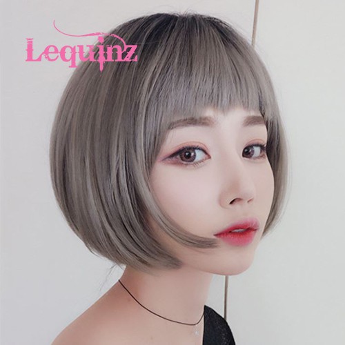 Ombre Black To Ash Grey Bobo Short Hair Wig