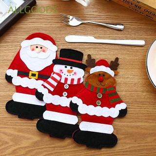 6x Jute Cloth Cutlery Bags Christmas Tableware Decoration Santa Reindeer Snowman