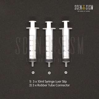 diy perfume decant kit 3 x 10ml syringe luer slip c/w rubber tube connector