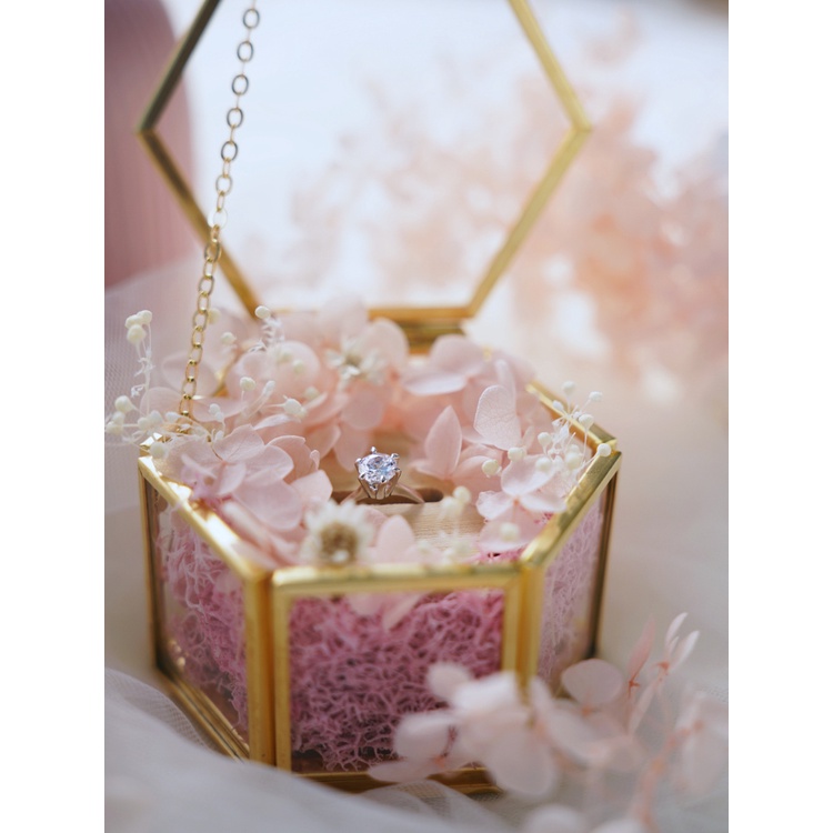 Image of [Singapore Seller] Ring Box for Engagement Ring, Diamond Ring - Glass Tray Flower Ring Box #3