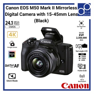 Canon EOS M50 Mark II (M50M2) Mirrorless Digital Camera w/15-45mm Lens + Monthly Promotion-[Local 12 + 3 months Warranty