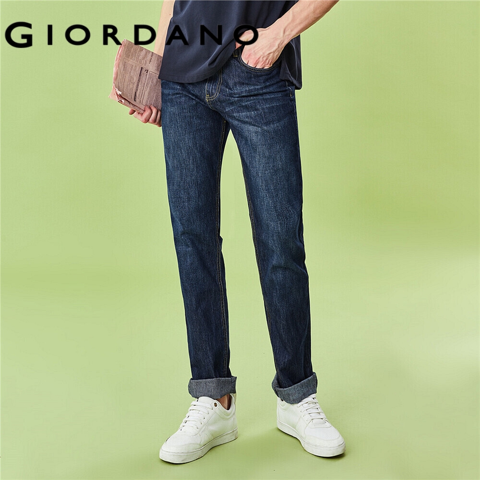 GIORDANO MEN Moustache effect lightweight jeans 13111011 | Shopee Singapore