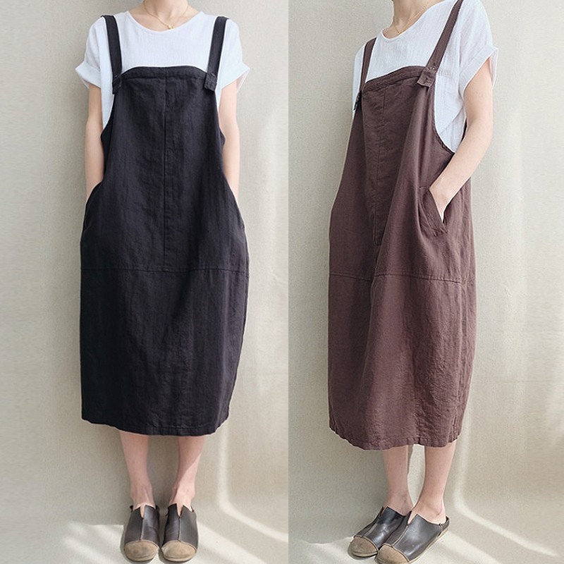 ZANZEA Women Vest Tops Strappy Oversize Midi Overalls  