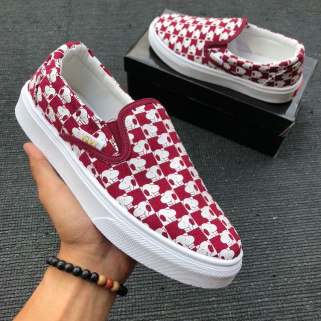 Vans Slip On Snoopy Maroon Shopee Singapore