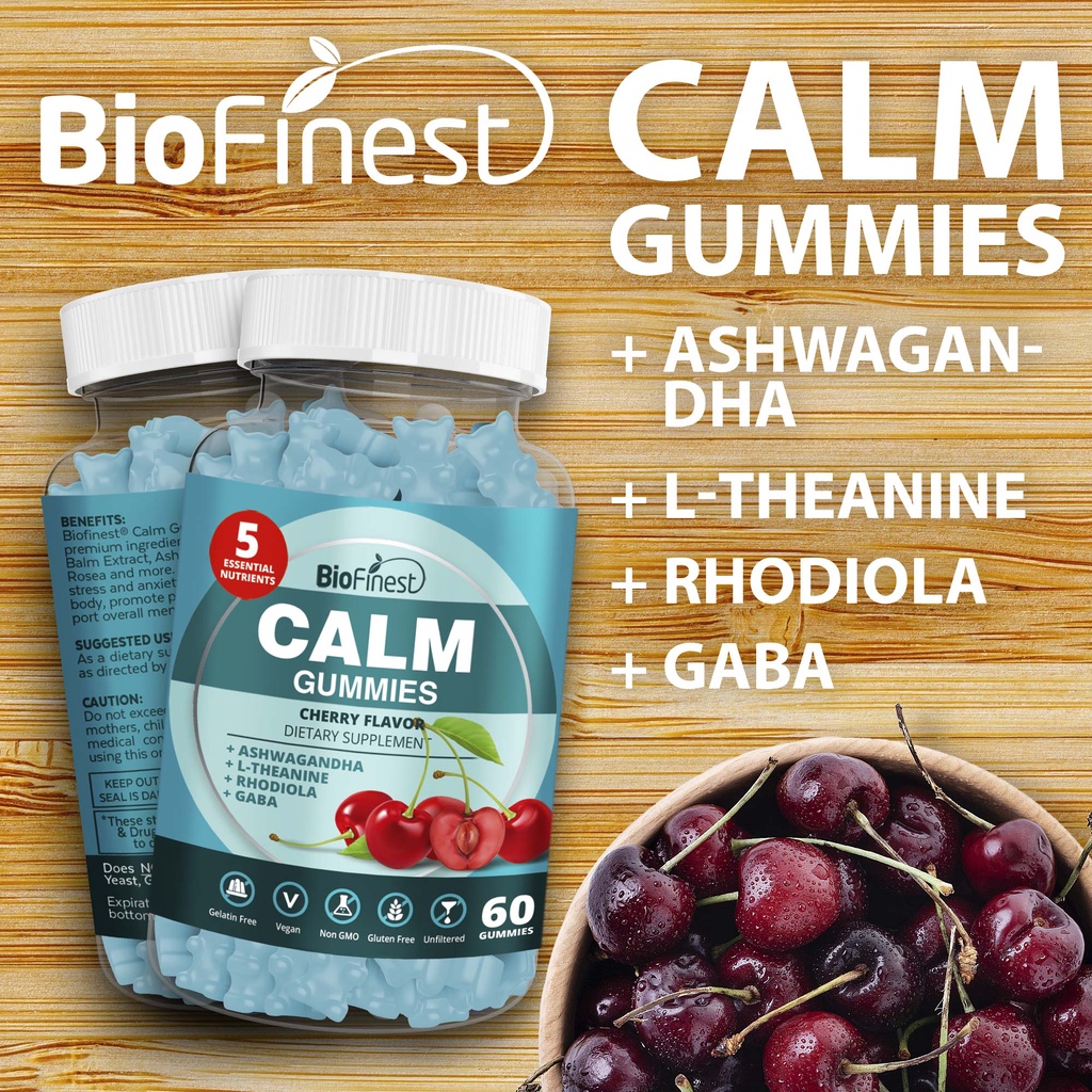 Biofinest Calm Gummy Supplement LTheanine Ashwagandha Relax Stress