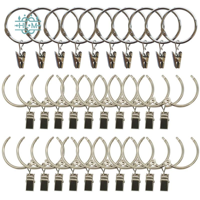 30 Pack Curtain Clips With Rings Metal Rustproof Drapery Rod