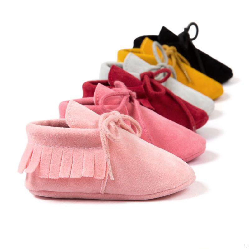 IU Baby Boy Girl PU Suede Tassel Boots Moccasin Crib Anti-Slip