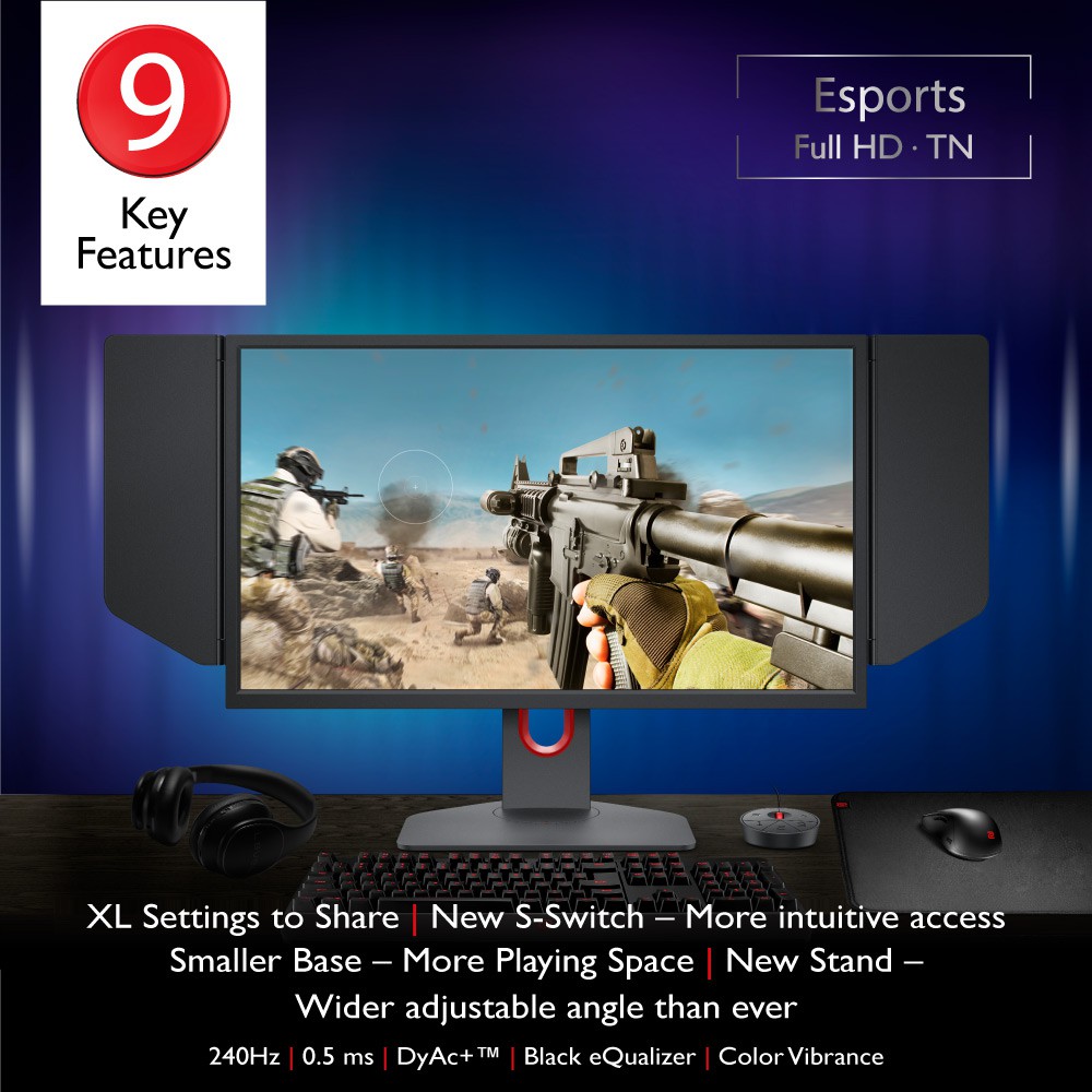 Benq Zowie Xl2546k 24 5 Inch 240hz 0 5ms With Exclusive Dyac Technology Esports Gaming Monitor Best For Fps And Pubg Shopee Singapore