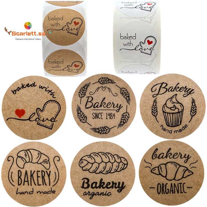 500pcs Roll Hand Made Baked With Love Sticker Handmade Home Made Bakery Sticker Labels For Baked Food Bread Cake Package Decor Shopee Singapore