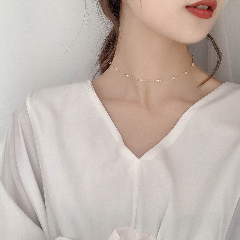 xiaoboACC Choker Necklace for Men and Women Korean Bkpp Beads Necklace