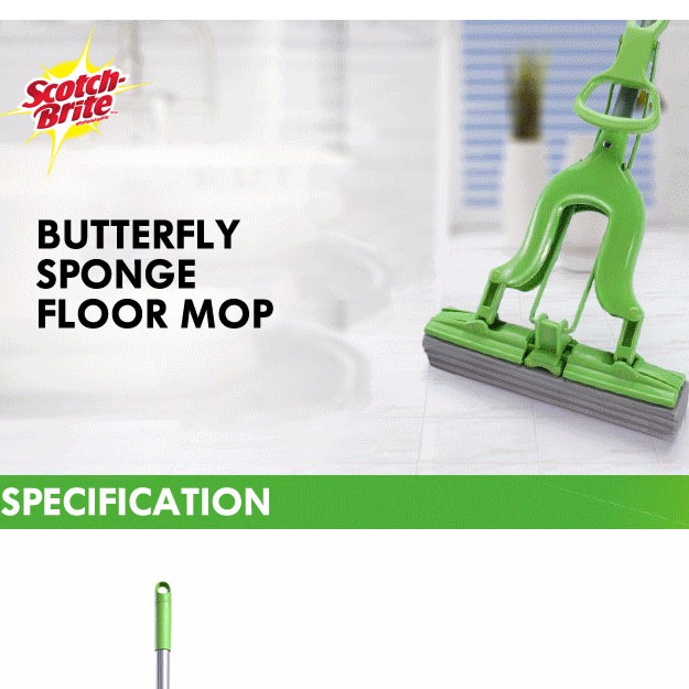 ScotchBrite 3M Butterfly Sponge Floor Mop High Absorption Rate with 2