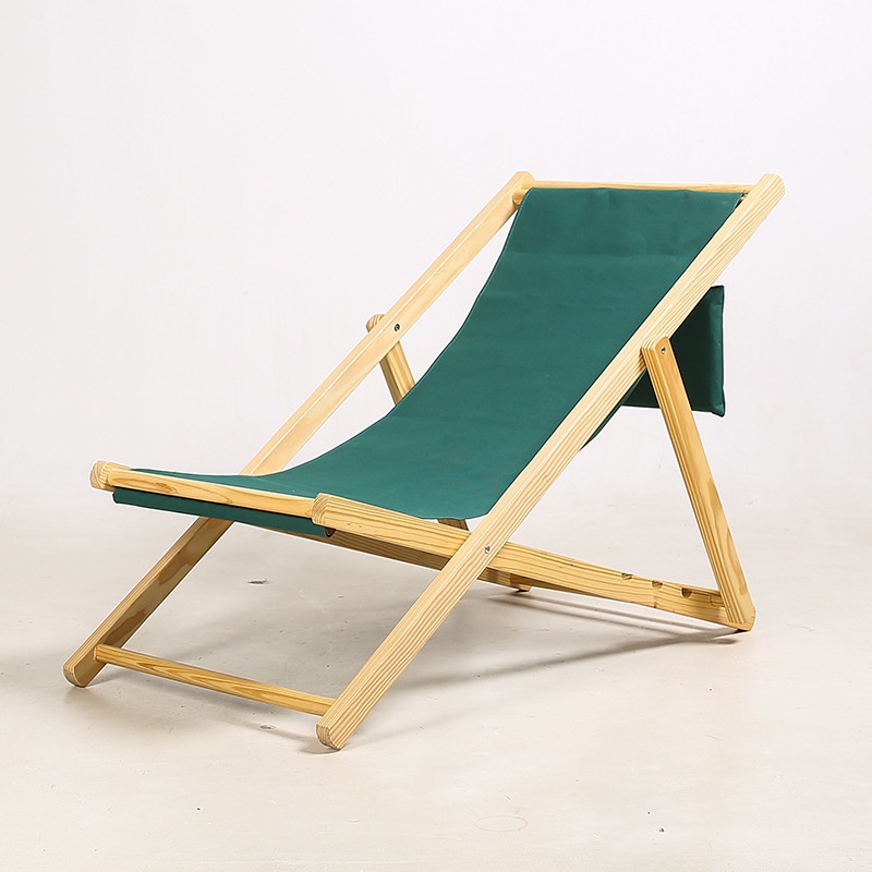 Solid wood folding beach chair Oxford canvas lounge chair lunch break