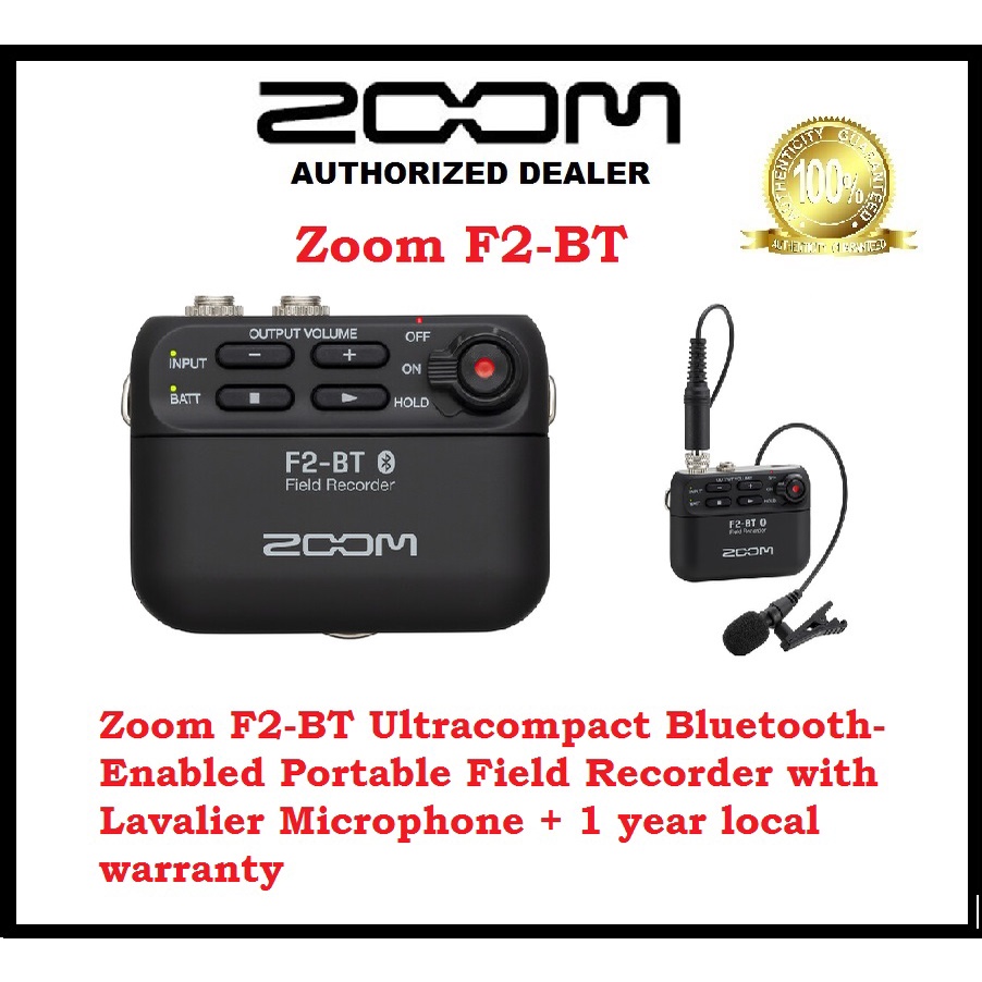 Zoom F2BT BluetoothEnabled Portable Field Recorder with