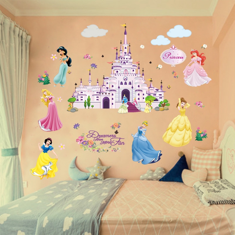 Children S Room Decorations Cartoon Wall Stickers Teen Heart Princess Girl Bed