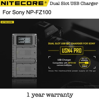 Nitecore USN4 PRO Sony NP-FZ100 FZ100 Battery Dual Slot USB Travel Charger