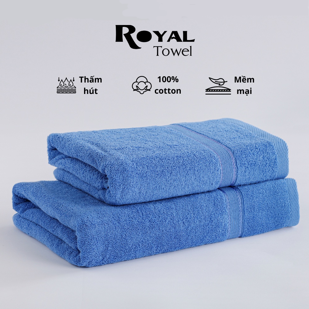 Khăn tắm Royal 50x100cm 60x120cm với sợi bông cotton dày thấm hút tốt, không đổ lông, không ra màu