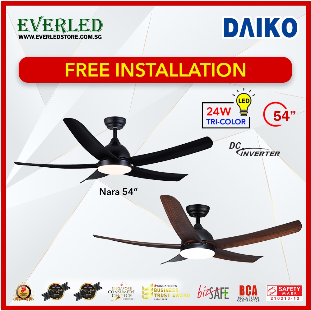 Free Installation Daiko Nara Dc Ceiling Fan With Tri Color Light