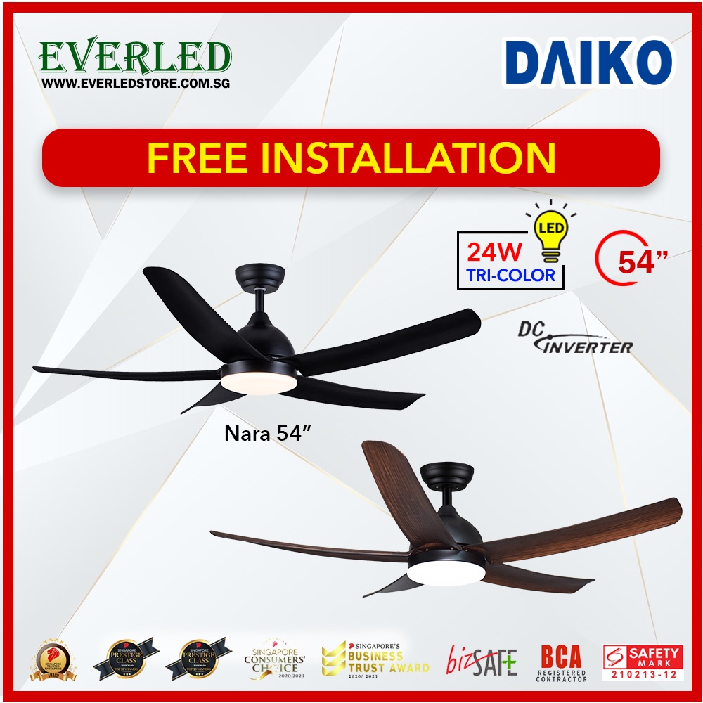 [FREE INSTALLATION] DAIKO Nara 54" DC Ceiling Fan (with TriColor Light