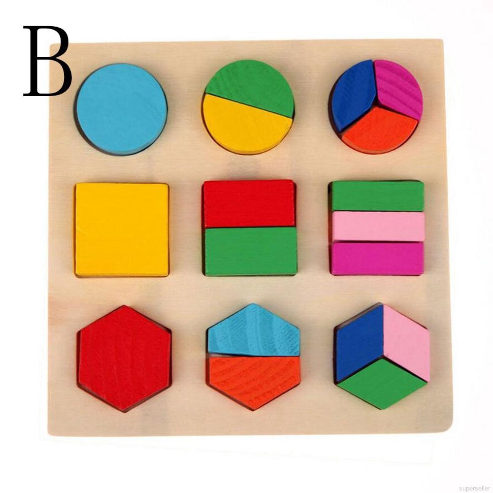 Baby Kids Montessori Early Educational Learning Toy Geometry Block Puz CGO 