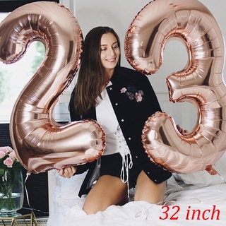 32Inch Figures Foil Gold Silver Rosegold Number Balloon Float Air Inflatable Balls Digit Birthday Party Decorations Party Needs