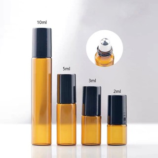 1ml 2ml 3ml 5ml 10m Amber Perfume Glass Roll on Bottle with Glass/Metal Ball Brown Roller Essential Oil Vials Thin #2