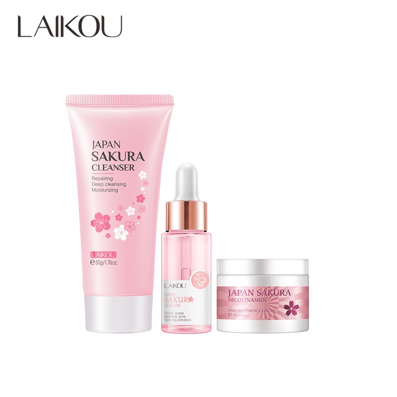 LAIKOU Japan Sakura Face Cleanser Sakura Cream Face Serum Brightening ...