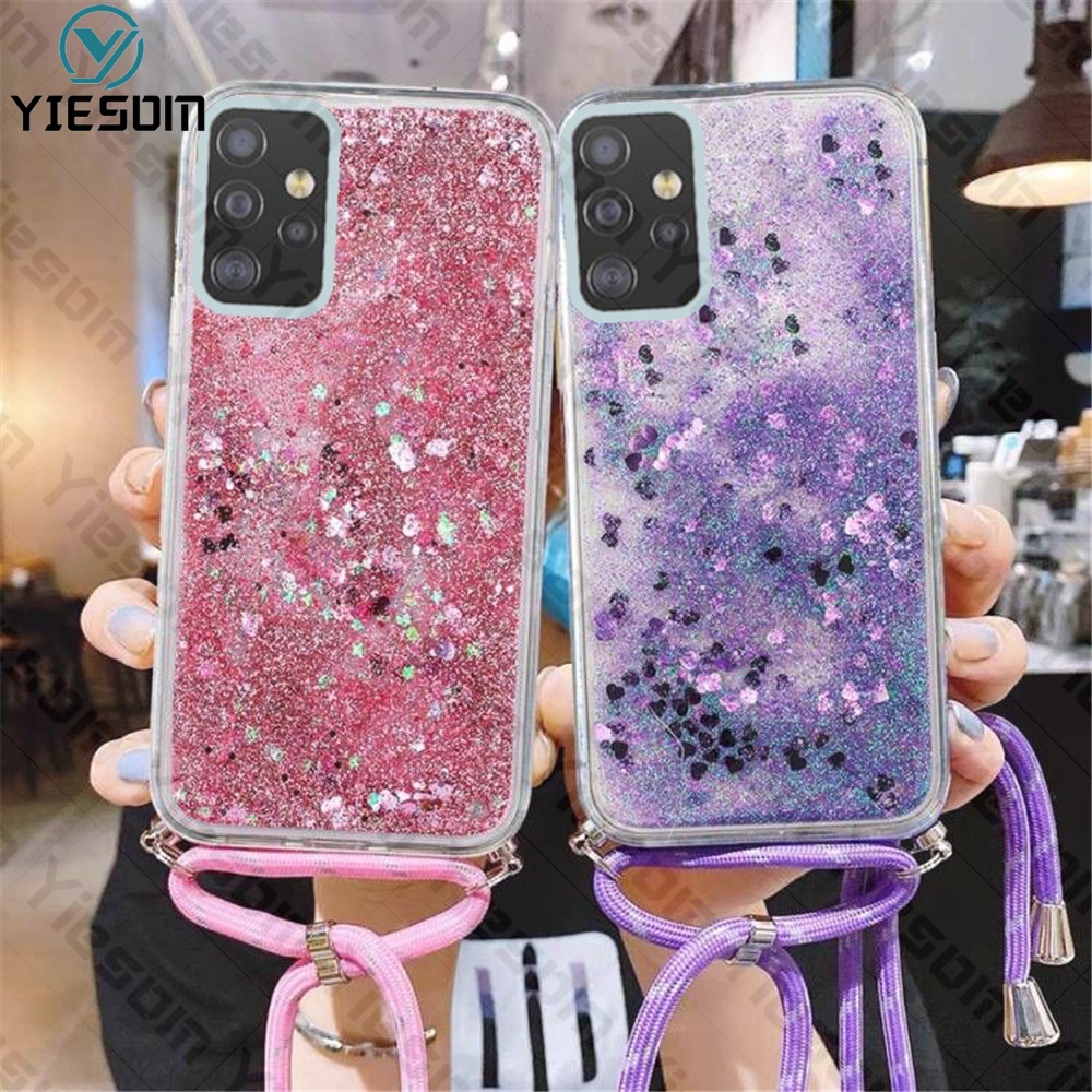 Liquid Quicksand Bling Glitter Lanyard Case Samsung Galaxy A13 A33 A53 ...