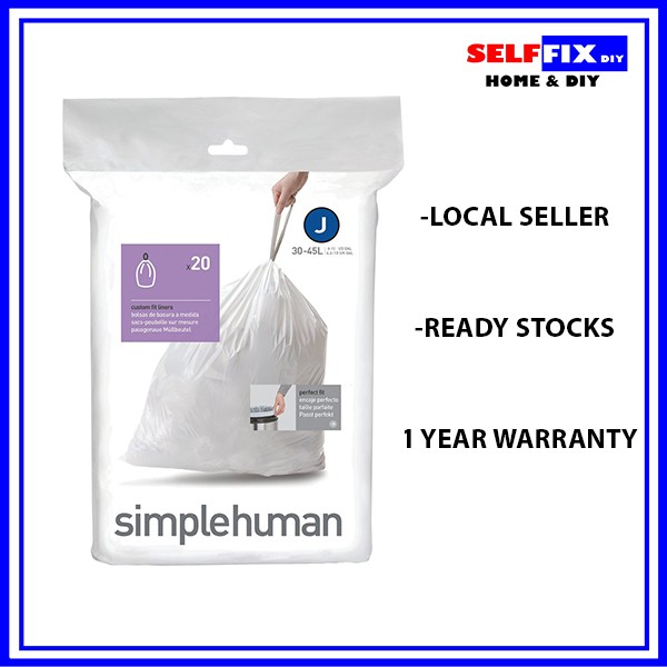 Simplehuman CW0169 Code J Liner Trash Bag 3045L (20 liners) Shopee Singapore