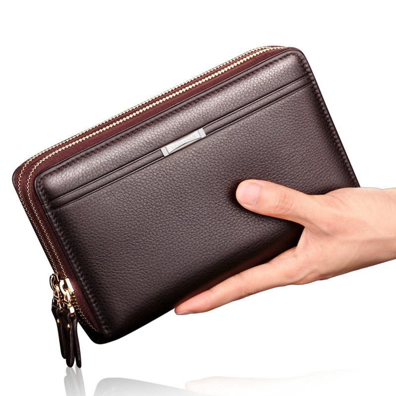 Men Hand Carry MultiPurposes Large Capacity Waterproof Leather Long
