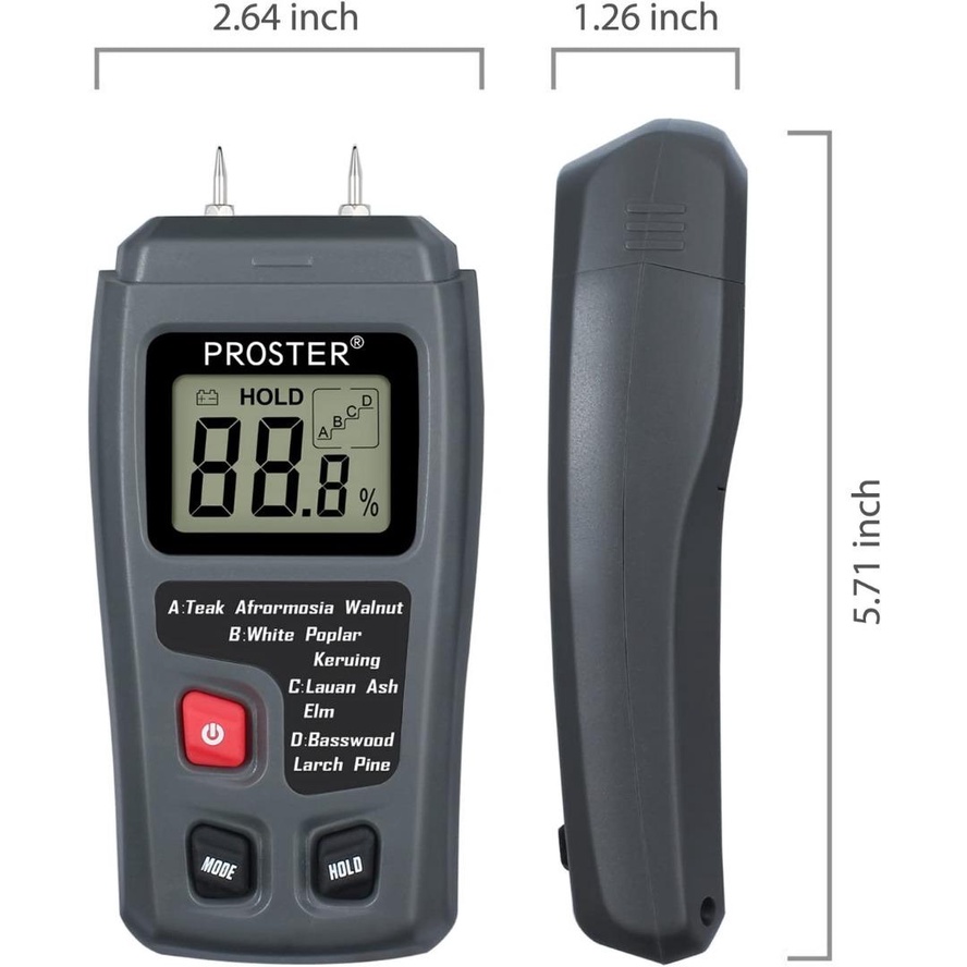 Proster Digital Wood Moisture Meter Handheld LCD Moisture Tester Damp