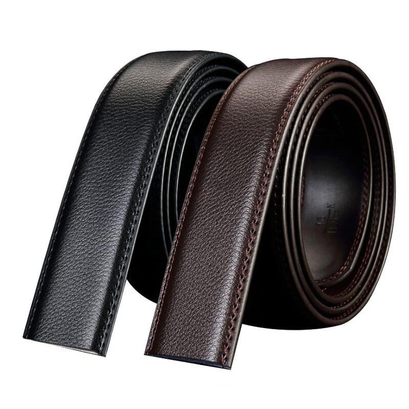 Image of 3.0cm 3.5cm Wide Without Buckle Automatic Buckle Men's Belt Genuine Cowhide Leather  Belt for Men's Strap for Auto Slide Buckle(No Buckle) #2