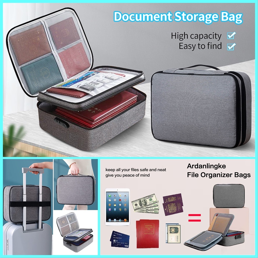 (With Lock) Document Storage Travel Bag Organizer Large Capacity Boxes