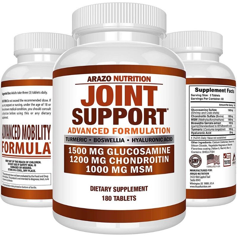 Shop Malaysia Glucosamine Chondroitin Turmeric Msm Boswellia Joint Support Supplement For Relief 180 Tablets Arazo Nutrition Shopee Singapore