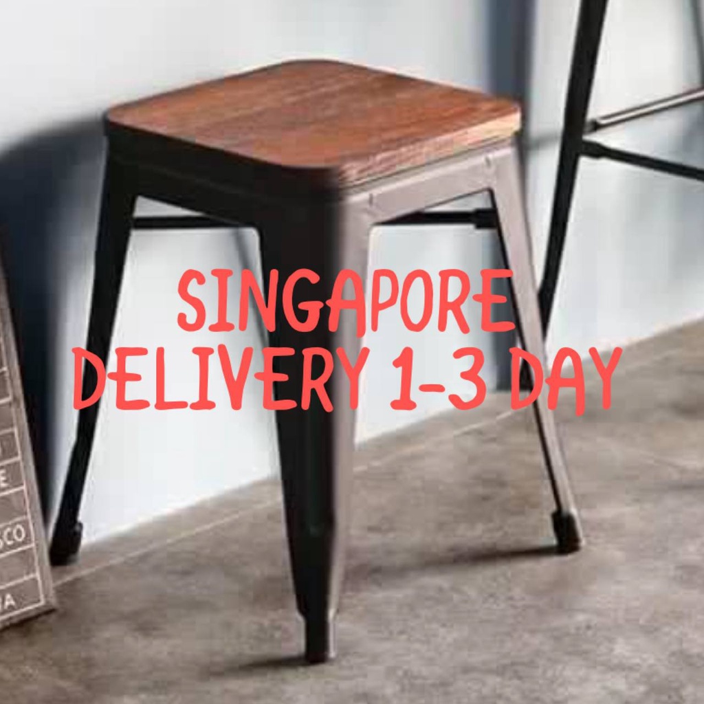 SINGAPORE INSTOCK Tivona Retro wrought iron stool wood lounge chair