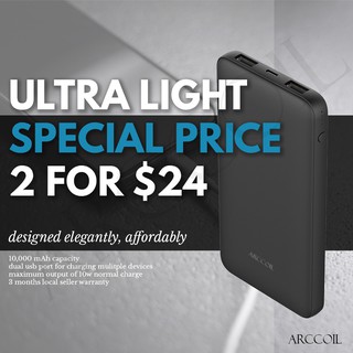 Arccoil Power Bank C17 10000 mAh Dual Port USB Ultra Light 5V2A [Bulk Purchase]