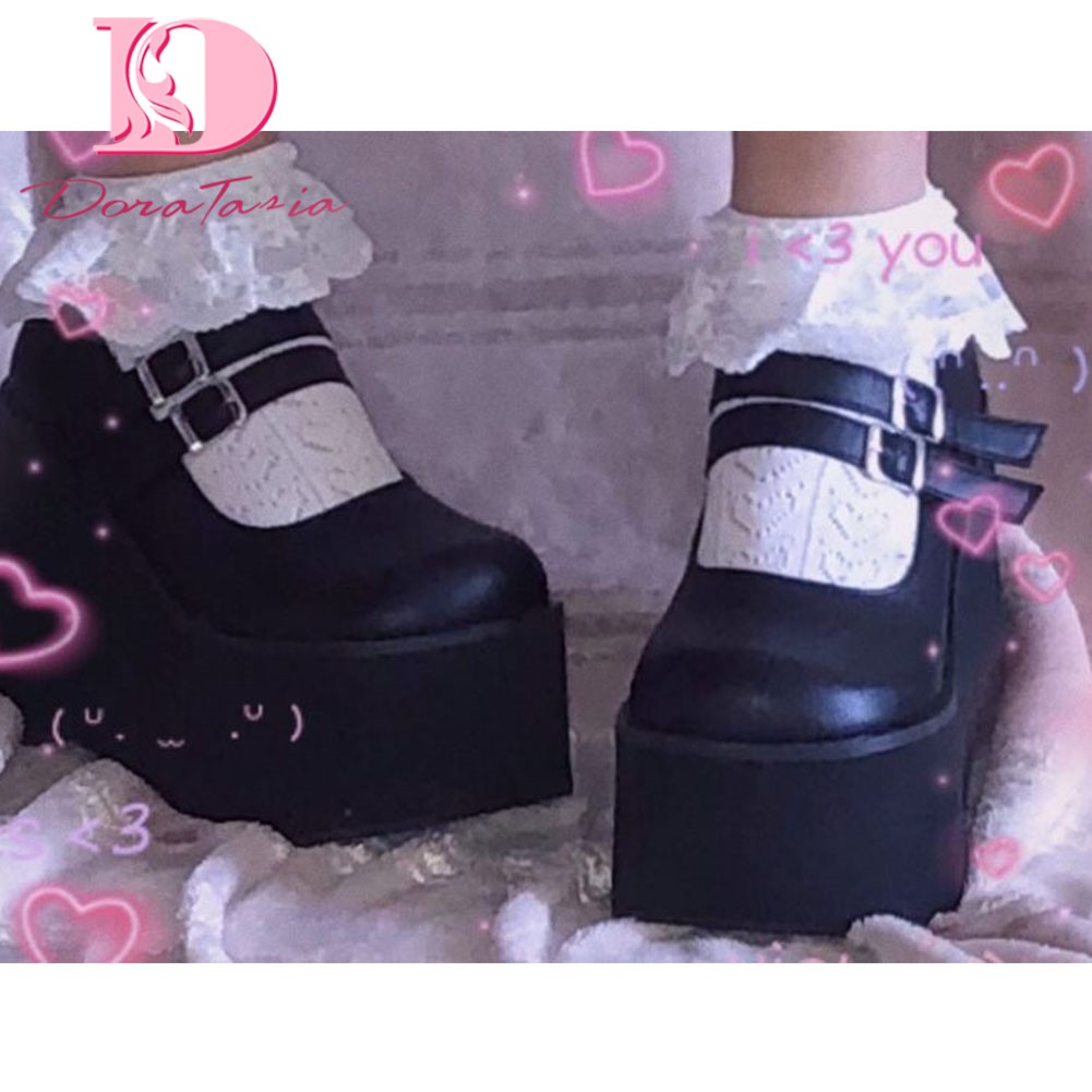 Doratasia Brand New Female Lolita Cute Mary Janes Pumps Platform Wedges High Heels Women S Sweet Gothic Punk Shoes Wom Shopee Singapore