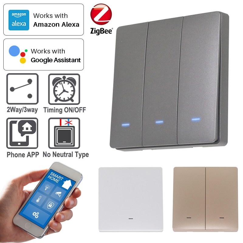 ZIGBEE Button Light Wall Switch 3Color Blue LED 86*86mm TUYA Smart