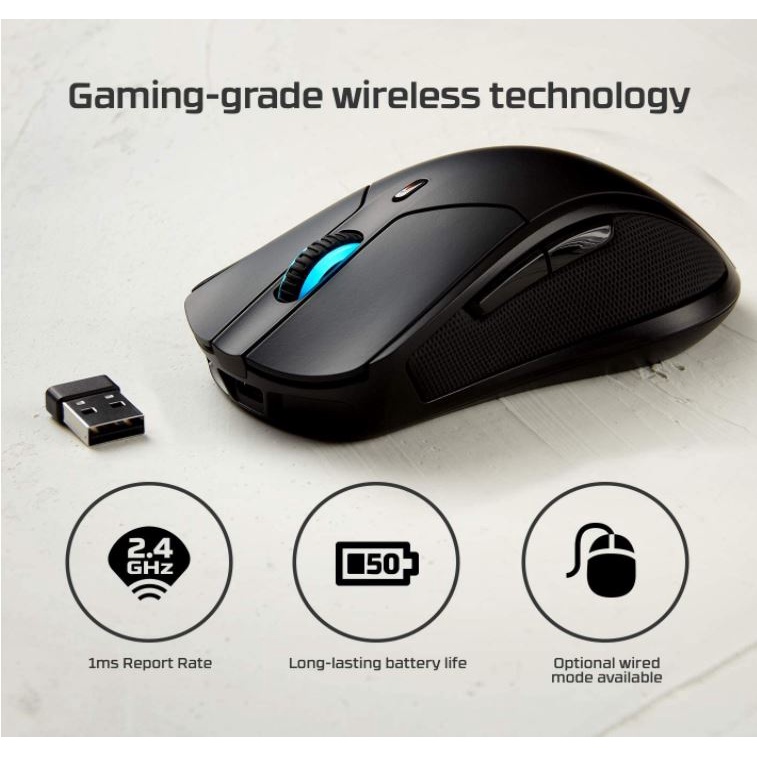 HyperX Pulsefire Dart Wireless RGB Gaming Mouse, SoftwareControlled