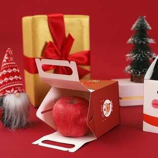 4 Styles Merry Christmas Candy Apple Box/ Santa Claus Snowman Printed Cookie Wrap Box/ Xmas Eve Gift Packaging Container #3